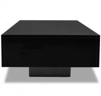 Mesa de centro rectangular negra con brillo