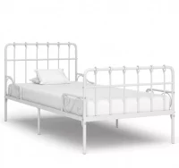 Estructura de cama con base de listones metal blan
