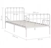 Estructura de cama con base de listones metal blan