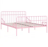 Estructura de cama con somier metal rosa 180x200 c