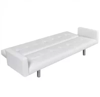 Sofá cama con reposabrazos de cuero artificial bla