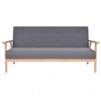 Juego de sofás de tela de 3 piezas color gris oscu