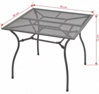 Mesa de jardín de malla de acero 90x90x72 cm