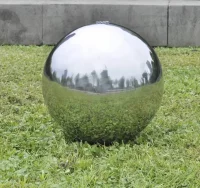Fuente cascada esfera con LEDs de jardín acero ino