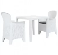 Mesa y sillas de jardín 3 piezas plástico blanco a