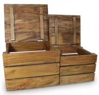 Set de 2 cajas de almacenaje de madera maciza reci