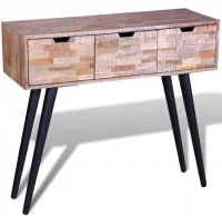 Mesa consola con 3 cajones de madera de teca recic