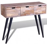 Mesa consola con 3 cajones de madera de teca recic