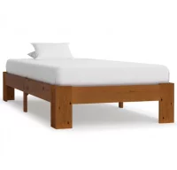 Estructura de cama madera maciza pino marrón claro