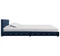 Cama con colchón de terciopelo azul 140x200 cm