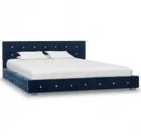 Cama con colchón de terciopelo azul 140x200 cm