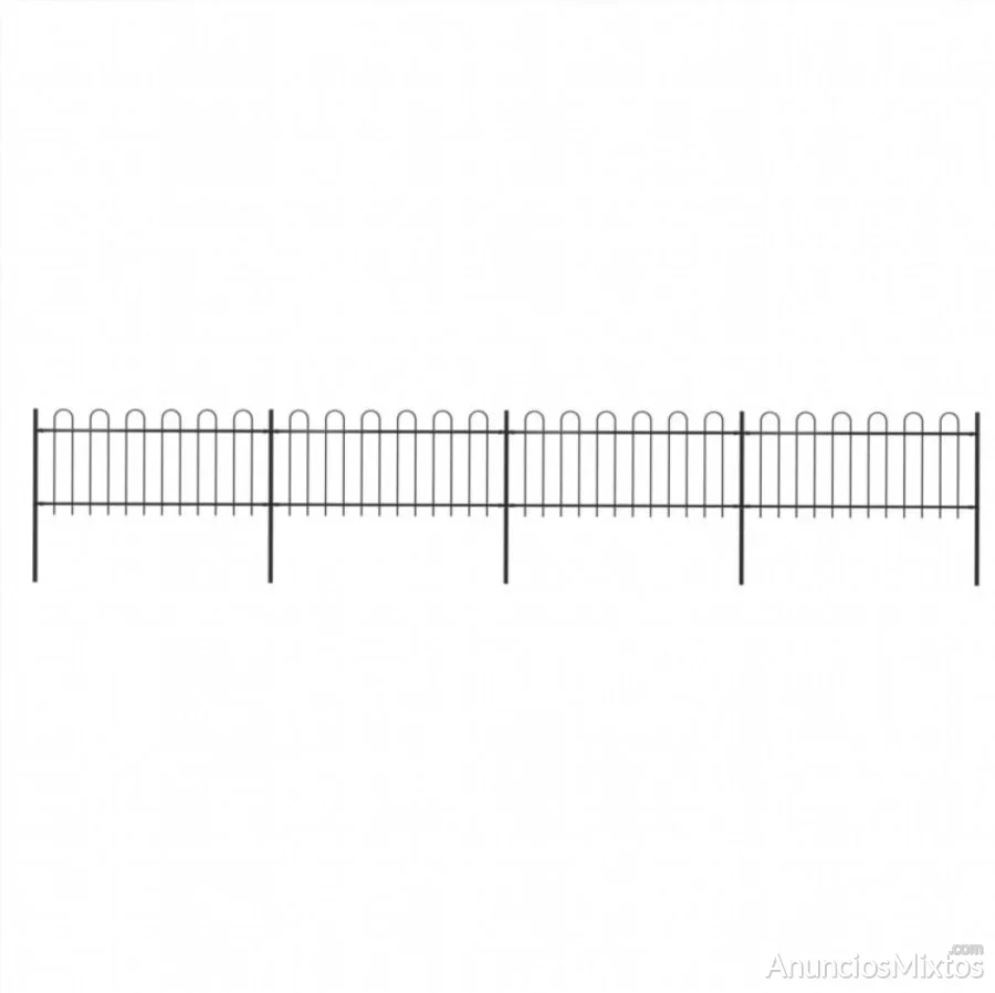 Valla de jardín con puntas de aro acero negro 6,8x