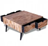 Mesa de centro con 4 cajones de madera de teca rec