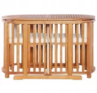 Mesa y sillas de jardín 3 piezas y cojines madera