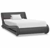 Estructura de cama de cuero sintético gris 90x200