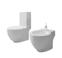 Juego de váter WC y bidé de cerámica blanca