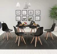 Conjunto de mesa de comedor y sillas 7 piezas negr