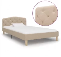 Estructura de cama de tela beige 90x200 cm