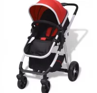 Cochecito de bebé 3 en 1 rojo y negro aluminio