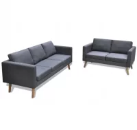 Conjunto de sofás de 2 y 3 plazas de tela gris osc