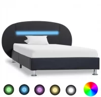 Estructura de cama con LED cuero sintético negro 9