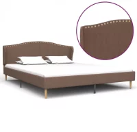 Estructura de cama de tela marrón 180x200 cm