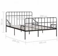 Estructura de cama con somier metal negro 160x200