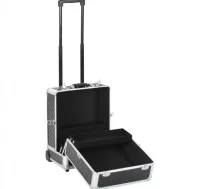 Maletín trolley de maquillaje aluminio negro 35x29