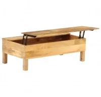 Mesa de centro de madera de mango maciza 110x55x35