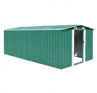 Caseta de jardín de metal verde 257x497x178 cm