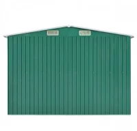 Caseta de jardín de metal verde 257x497x178 cm