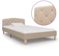 Estructura de cama de tela beige 100x200 cm