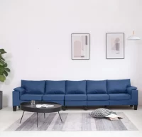 Sofá de 5 plazas de tela azul