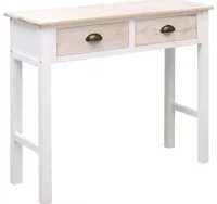 Mesa consola de madera color natural y blanco 90x3