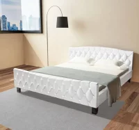 Cama con colchón de cuero sintético blanca 180x200