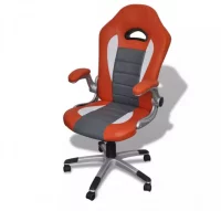 Silla De Oficina De Cuero Diseño Moderno Naranja