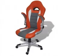 Silla De Oficina De Cuero Diseño Moderno Naranja