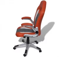 Silla De Oficina De Cuero Diseño Moderno Naranja