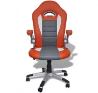 Silla De Oficina De Cuero Diseño Moderno Naranja