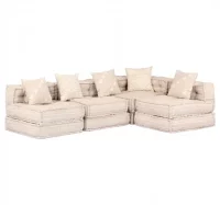 Sofá cama modular de 4 plazas de tela beige