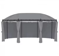 Cenador con cortinas 530x350x265 cm gris antracita