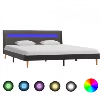 Estructura de cama con LED tela gris 140x200 cm