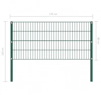 Panel de valla con postes hierro verde 1,7x0,8 m