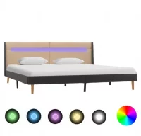 Estructura de cama con LED tela color crema 160x20