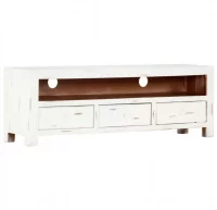 Mueble para TV madera maciza de acacia blanco 120x