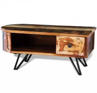 Mesa de centro vintage de madera reciclada y patas