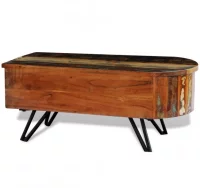 Mesa de centro vintage de madera reciclada y patas
