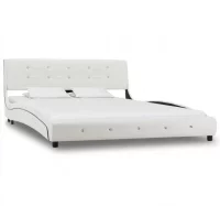 Cama con colchón cuero sintético blanco 140x200 cm