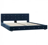 Estructura de cama de terciopelo azul 140x200 cm
