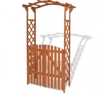 Arco de jardín con puerta de madera maciza 120x60x